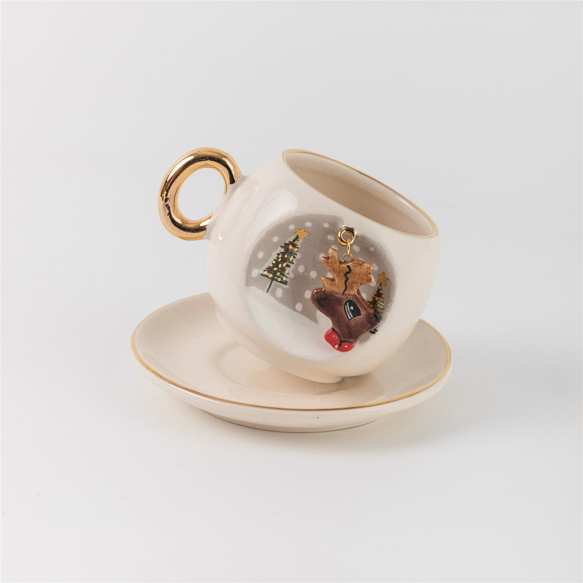 Deer Porcelain Turkish Coffee Cup 130 ml  4.4 oz
