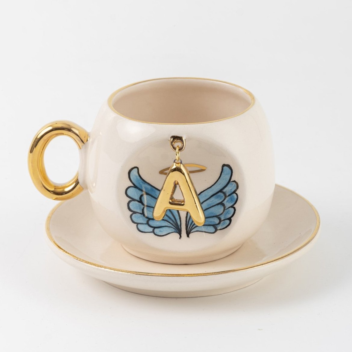 Angel Wings Letter Coffee Cup Blue