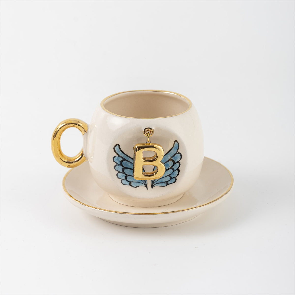 Angel Wings Personalized Turkish Coffee Cup Blue