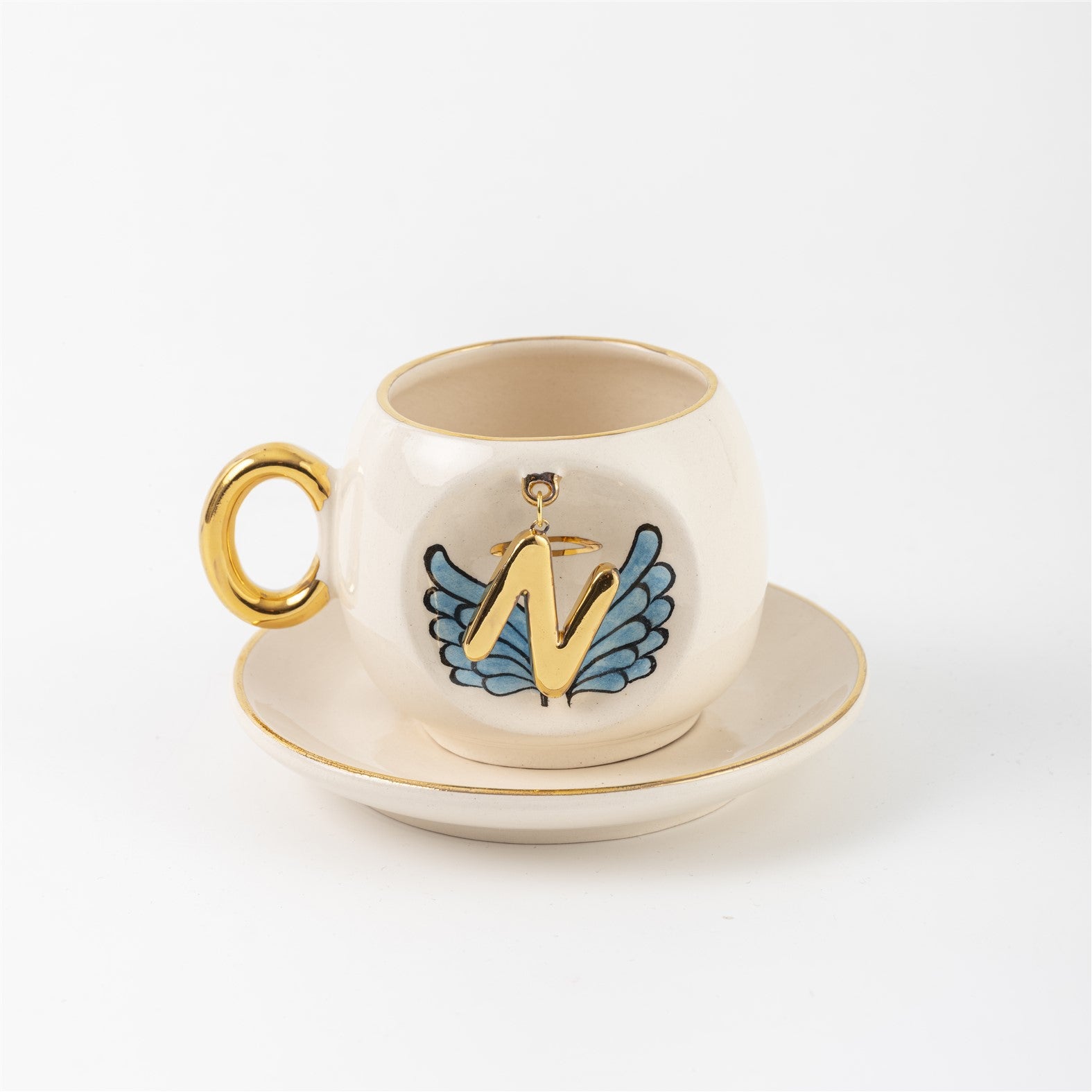 Angel Wings Letter Coffee Cup Blue