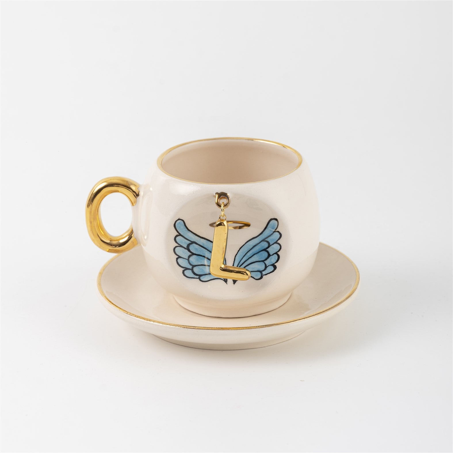 Angel Wings Letter Coffee Cup Blue