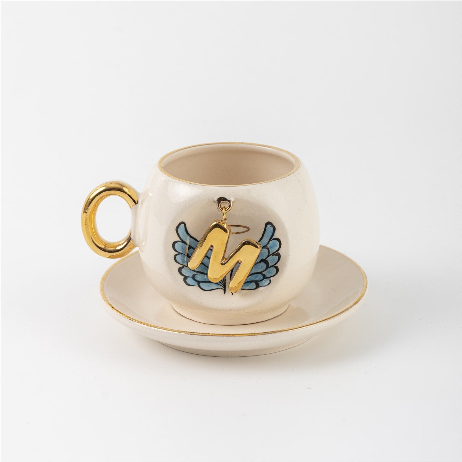 Angel Wings Letter Coffee Cup Blue