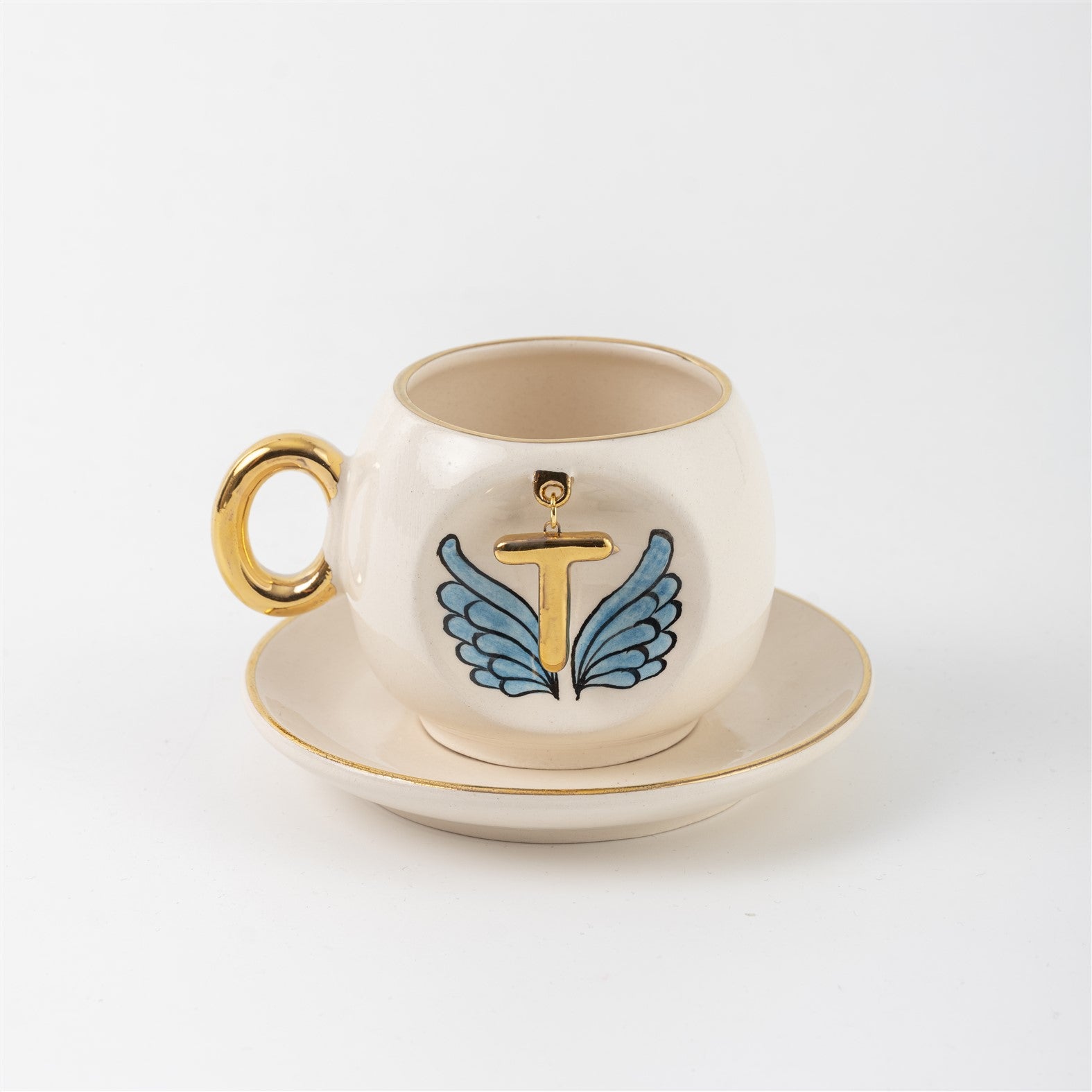 Angel Wings Letter Coffee Cup Blue