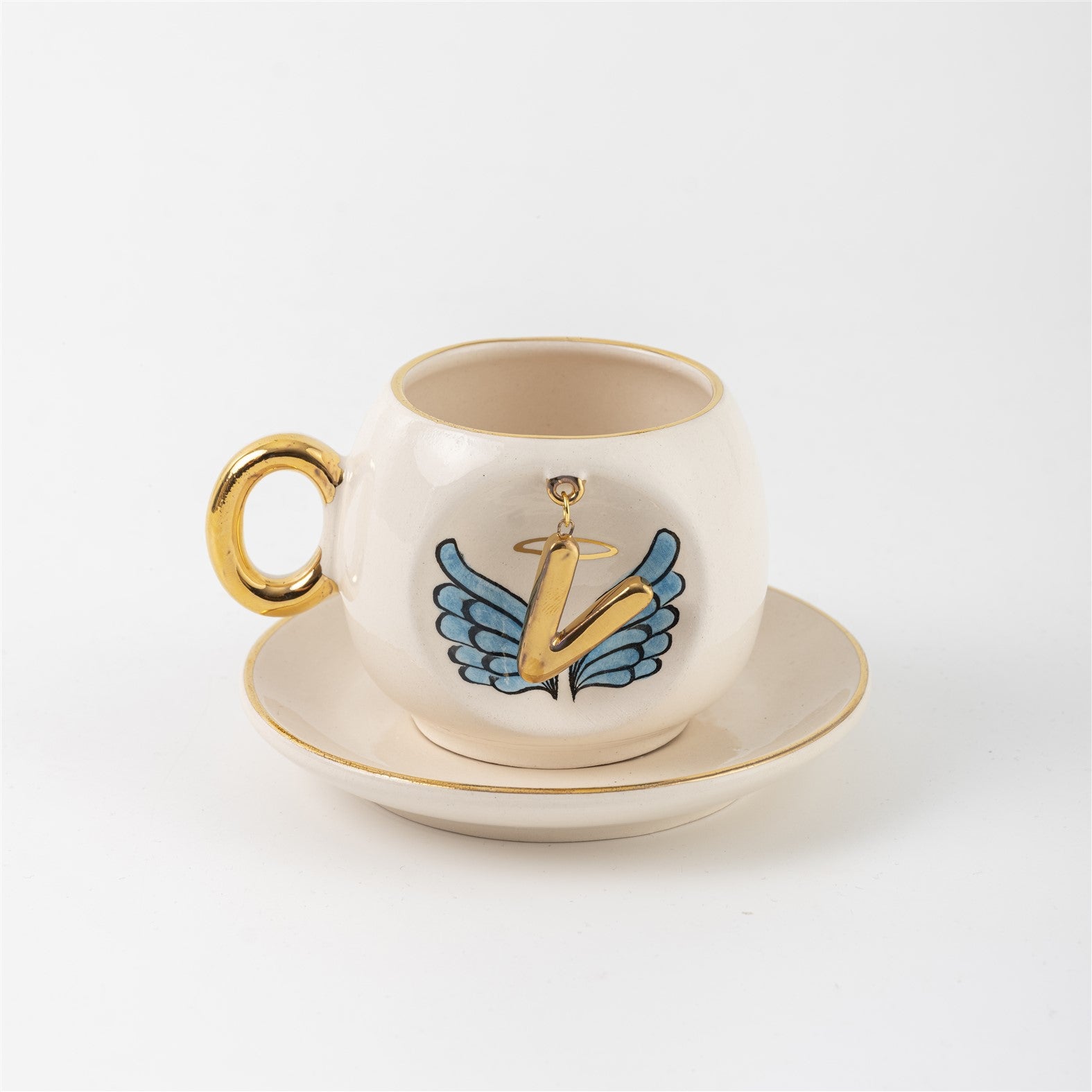 Angel Wings Letter Coffee Cup Blue