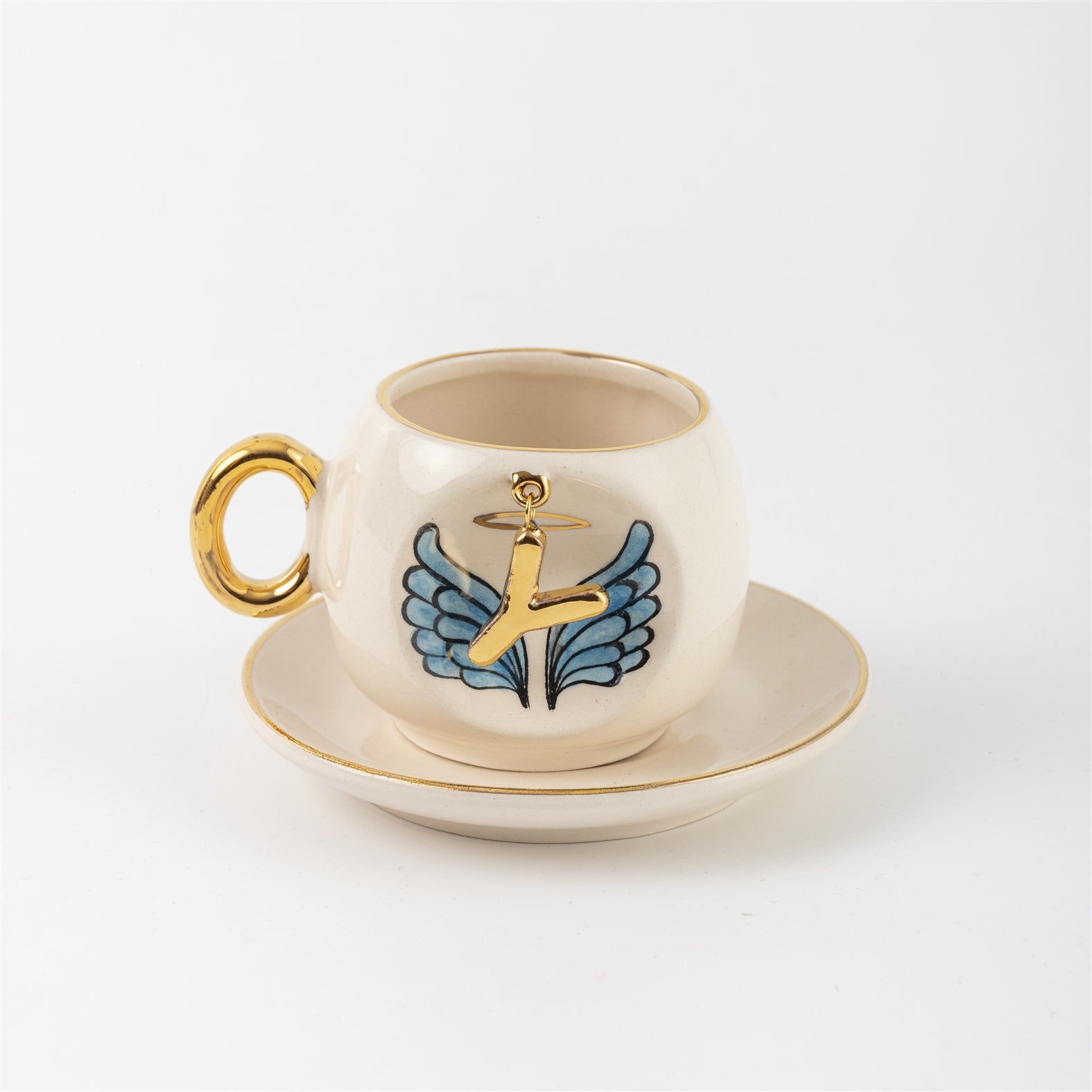 Angel Wings Letter Coffee Cup Blue