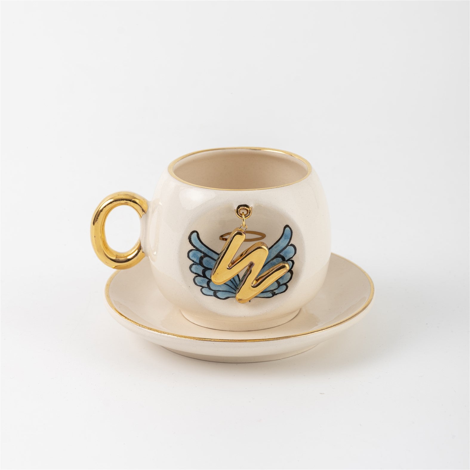 Angel Wings Letter Coffee Cup Blue