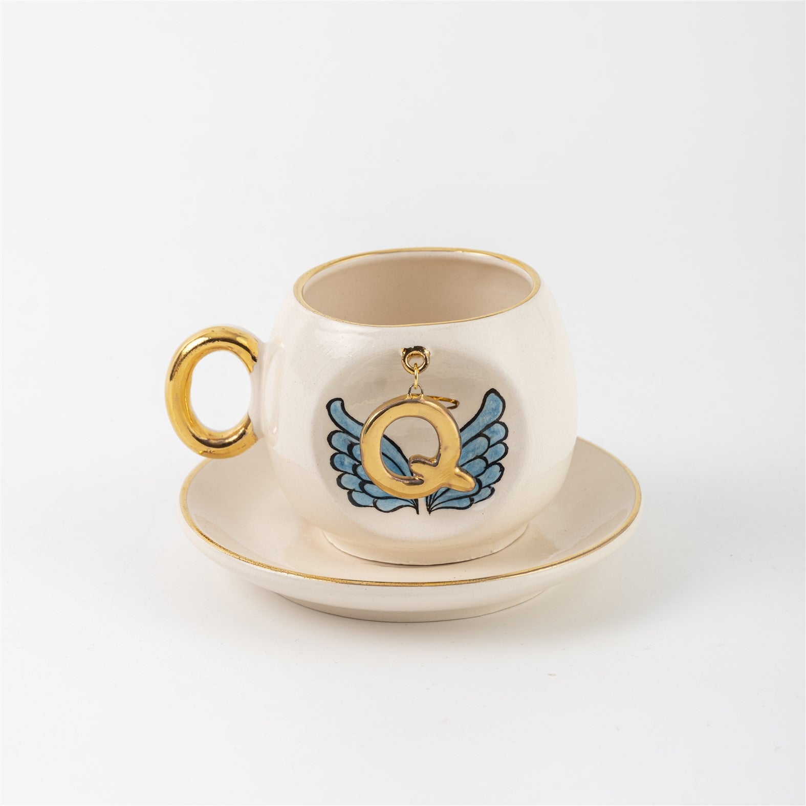 Angel Wings Letter Coffee Cup Blue