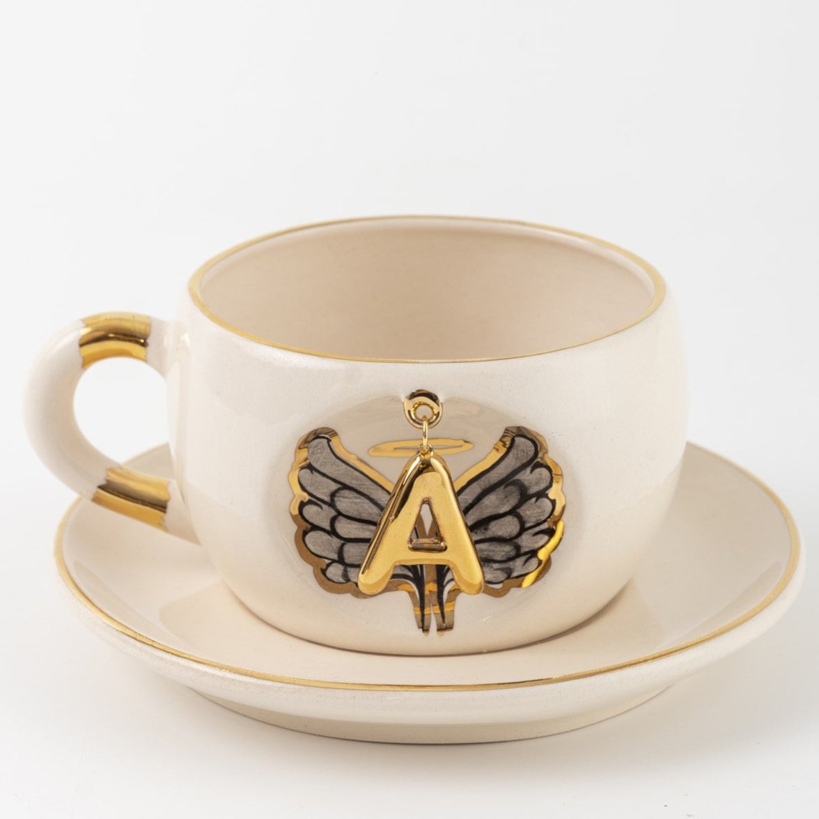 Angel Wings Letter Mug Black