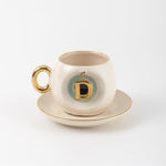 Nazar Tea Turkish Coffee Cup Nile Green with Letter