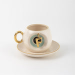 Nazar Tea Turkish Coffee Cup Nile Green with Letter