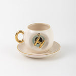 Nazar Tea Turkish Coffee Cup Nile Green with Letter