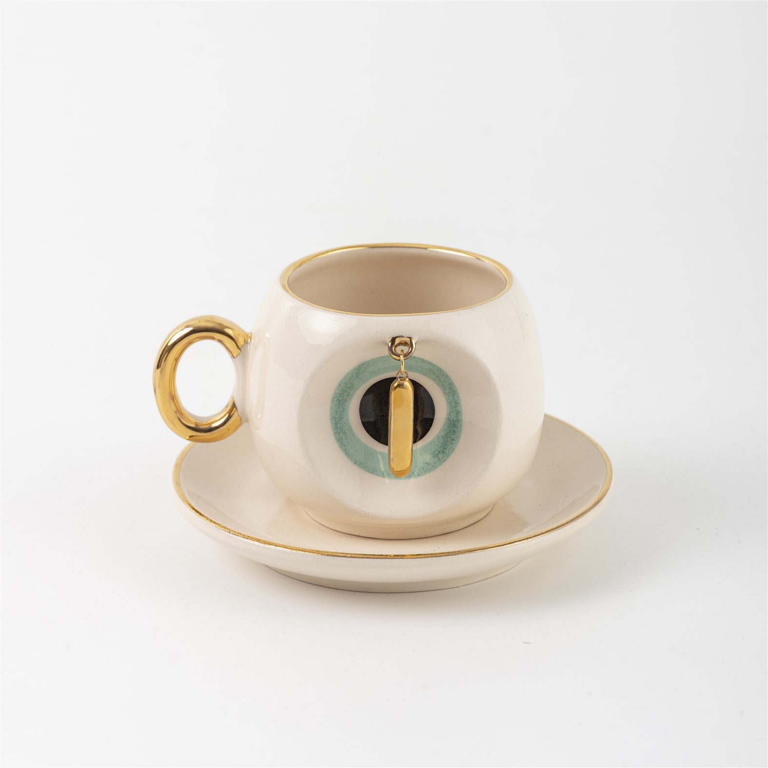 Nazar Tea Turkish Coffee Cup Nile Green with Letter