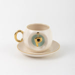 Nazar Tea Turkish Coffee Cup Nile Green with Letter