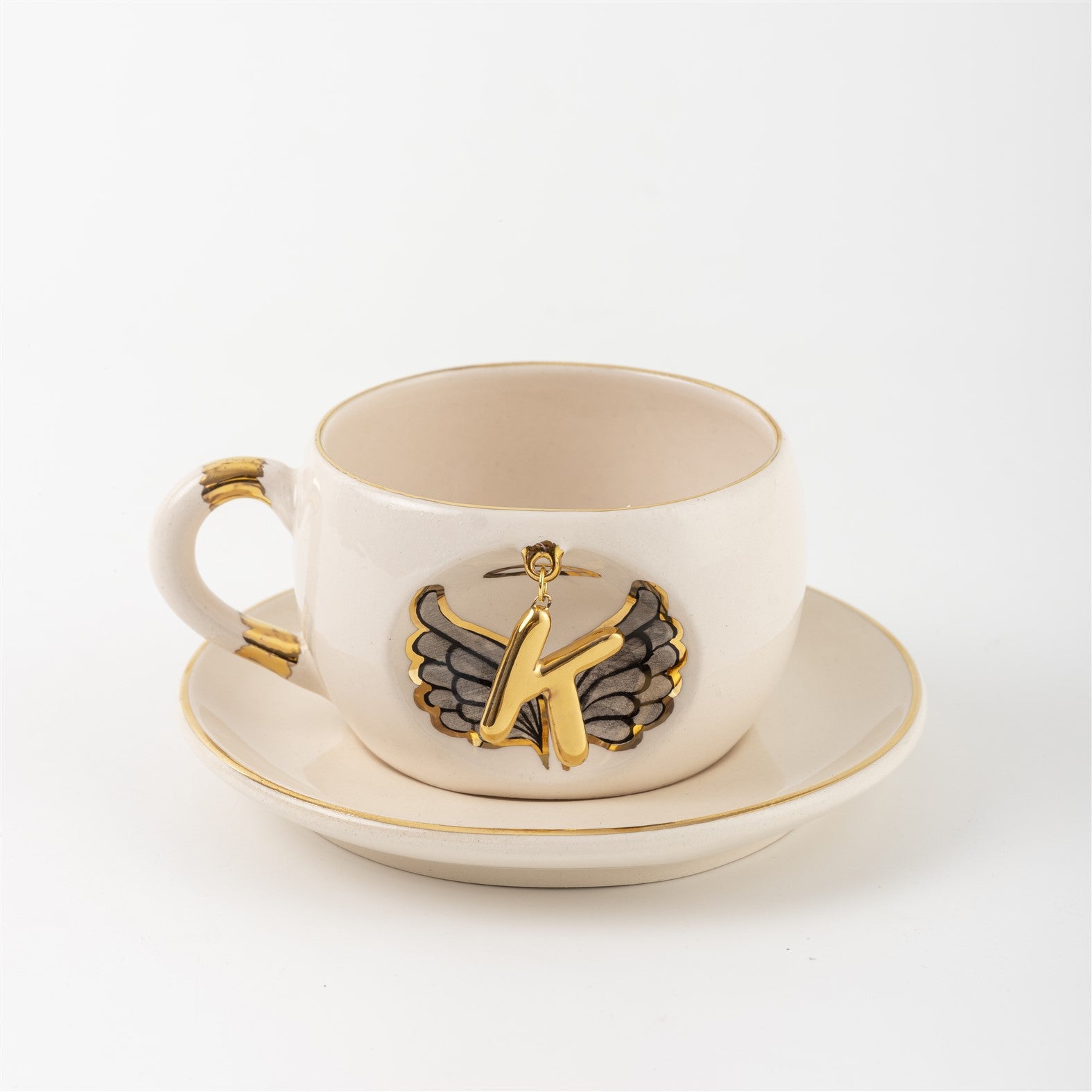 Angel Wings Letter Mug Black