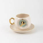 Nazar Tea Turkish Coffee Cup Nile Green with Letter