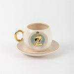 Nazar Tea Turkish Coffee Cup Nile Green with Letter