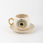 Nazar Tea Turkish Coffee Cup Nile Green with Letter