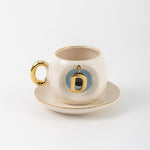 Nazar Tea Turkish Coffee Cup Blue with Letter