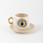 Nazar Tea Turkish Coffee Cup Blue with Letter