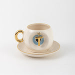 Nazar Tea Turkish Coffee Cup Blue with Letter