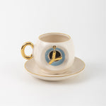 Nazar Tea Turkish Coffee Cup Blue with Letter