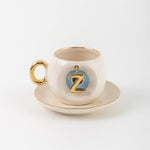 Nazar Tea Turkish Coffee Cup Blue with Letter