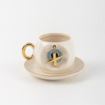 Nazar Tea Turkish Coffee Cup Blue with Letter