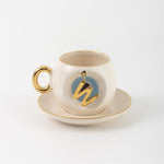 Nazar Tea Turkish Coffee Cup Blue with Letter