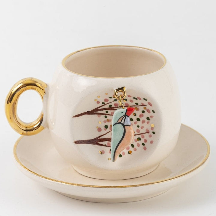 Nature Series Kingfisher Porcelain Turkish Coffee Cup 130 ml / 4.4 oz