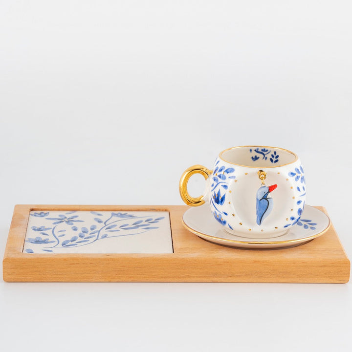 Fagfuri Bird Porcelain Turkish Coffee Cup Presentation Set