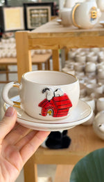 Handmade Ceramic Snoopy Tea Mug, Coffee Tea Time With Snoopy, Snoopy Sips from His Iconic Tea Mug
