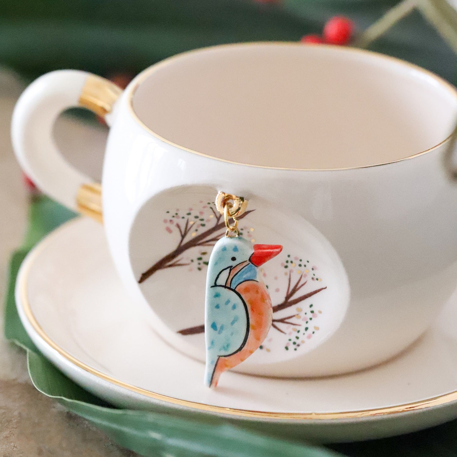 Nature Series Kingfisher Tea Mug - BSK Ceramics Handmade