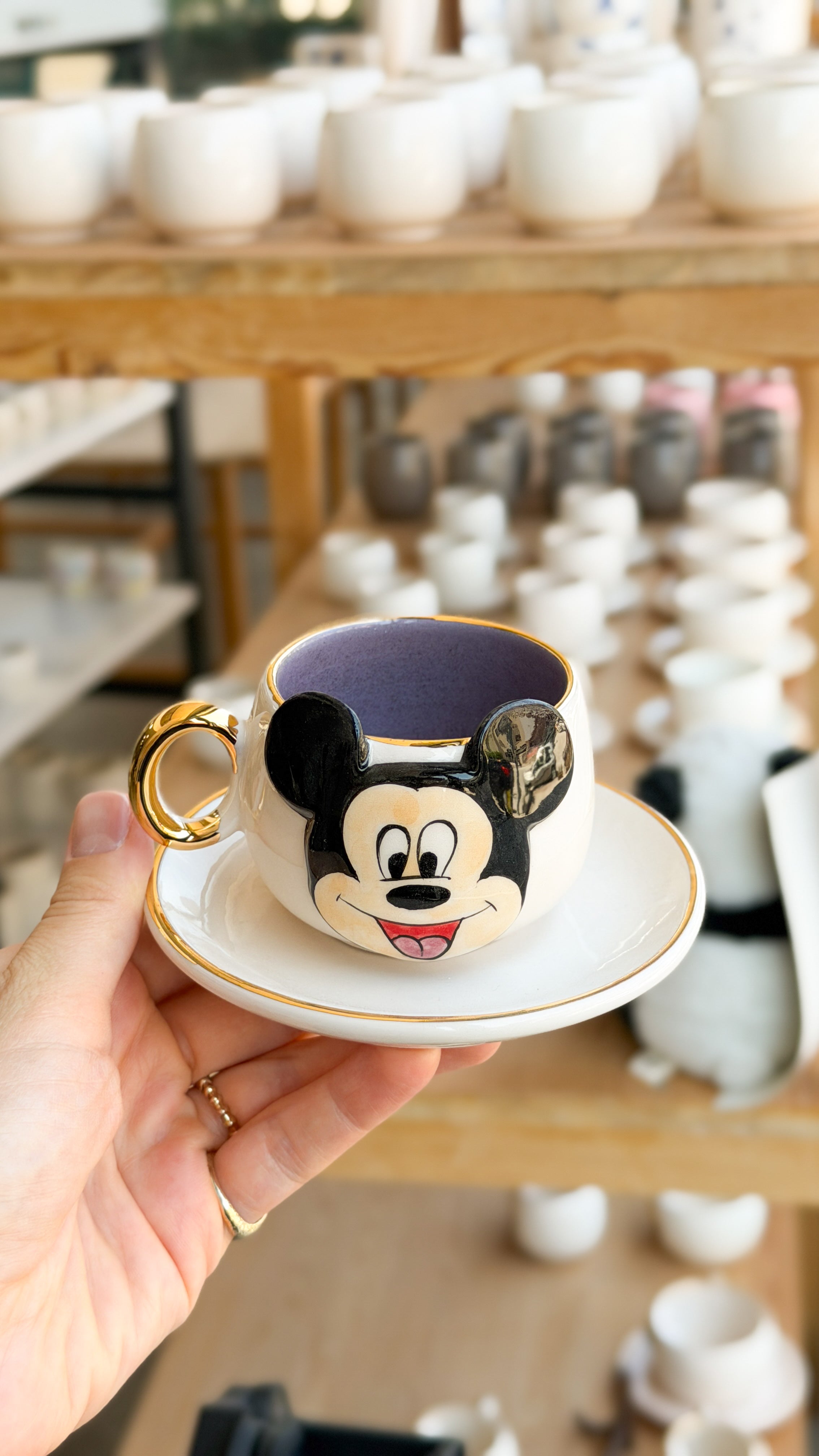 Mickey Mouse Turkish Coffee Cup Damson, detail view 2