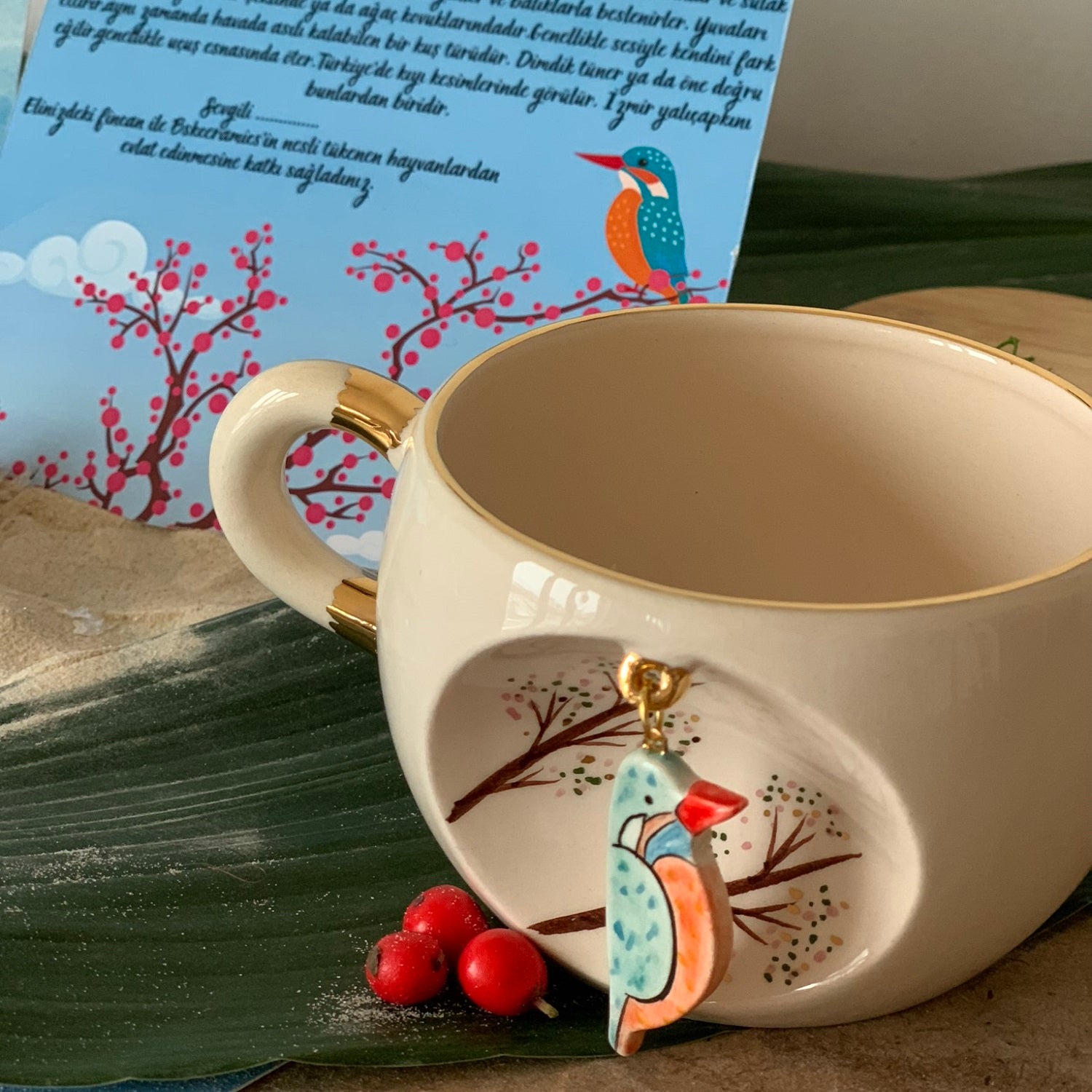 Nature Series Kingfisher Tea Mug - BSK Ceramics Handmade