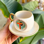 Nazar Tea Turkish Coffee Cup Nile Green with Letter
