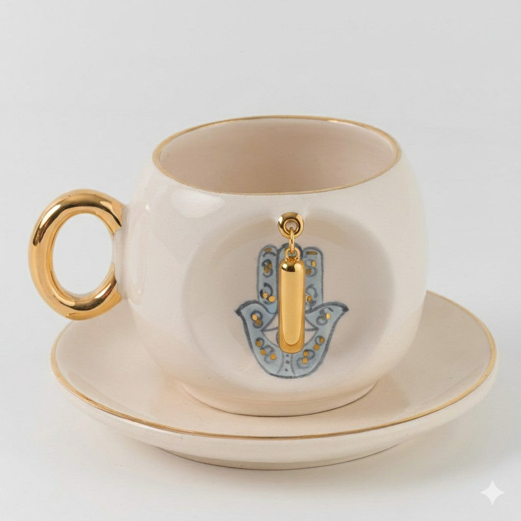 Hamsa Personalized Turkish Coffee Cup, detail view 10