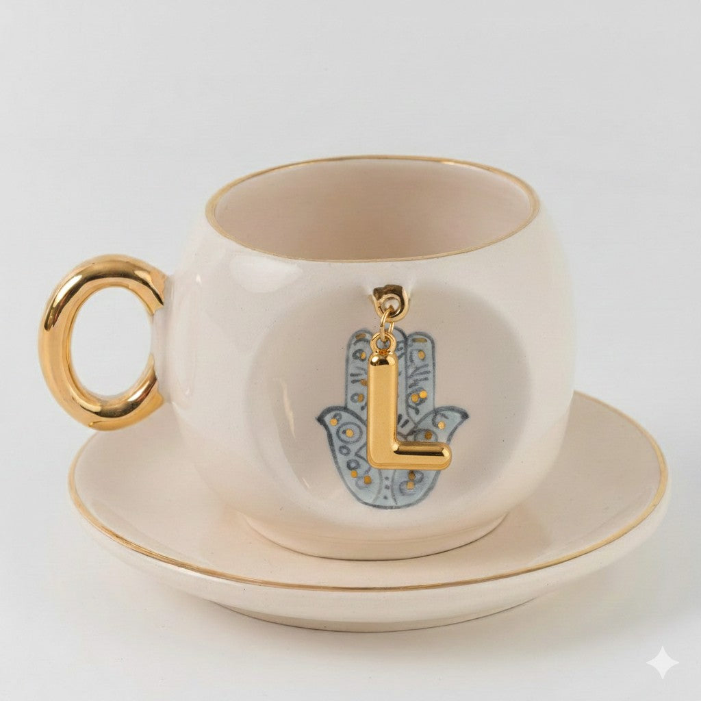 Hamsa Personalized Turkish Coffee Cup, detail view 13