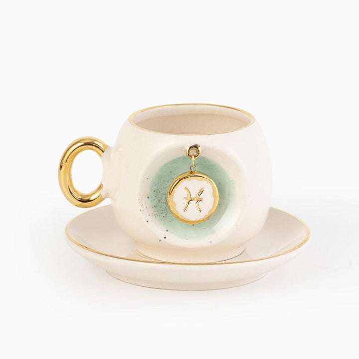 Pisces Zodiac Porcelain Turkish Coffee Cup 130 ml / 4.4 oz