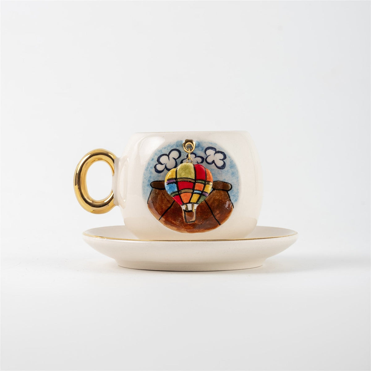 Cappadocia Hot Air Balloon Porcelain Turkish Coffee Cup  130 ml / 4.4 oz