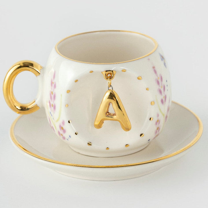 Lavender Personalized Porcelain Turkish Coffee Cup 130 ml / 4.4 oz