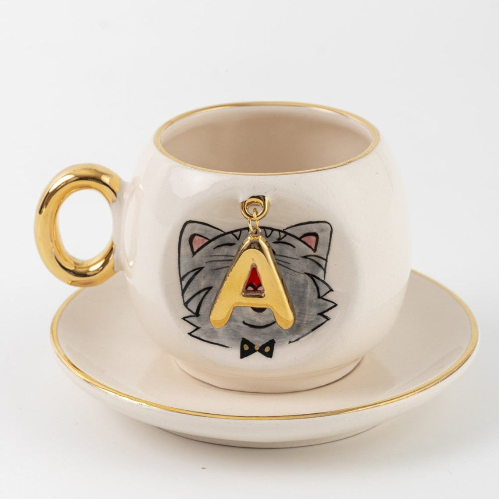 Cat Personalized Turkish Coffee Cup, product view