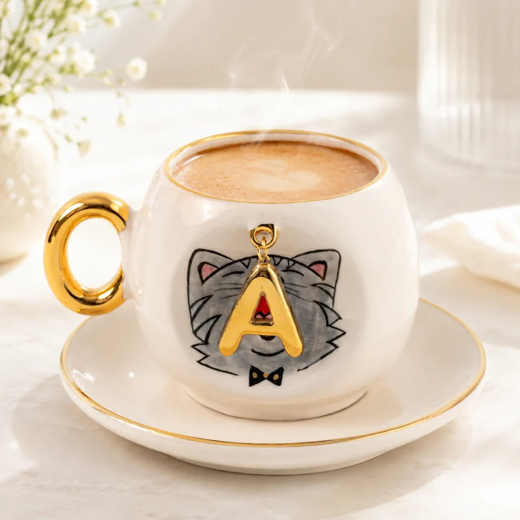 Cat Personalized Turkish Coffee Cup, detail view 2