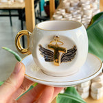 Angel Wings Letter Coffee Cup Black