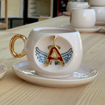 Angel Wings Letter Coffee Cup Blue