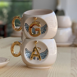 Angel Wings Letter Coffee Cup Blue