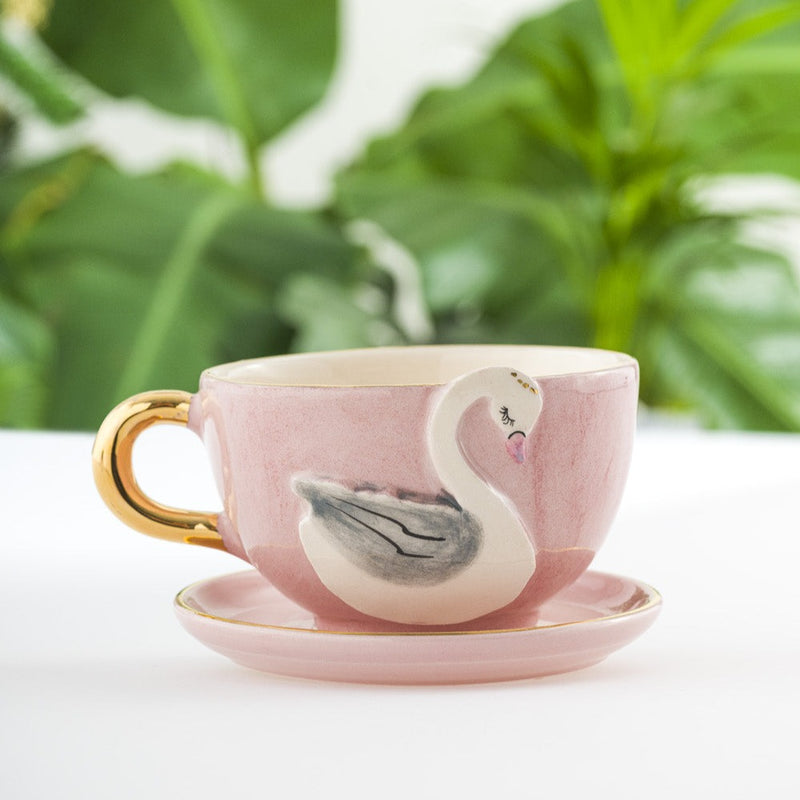 Single Swan Tea Mug Pink