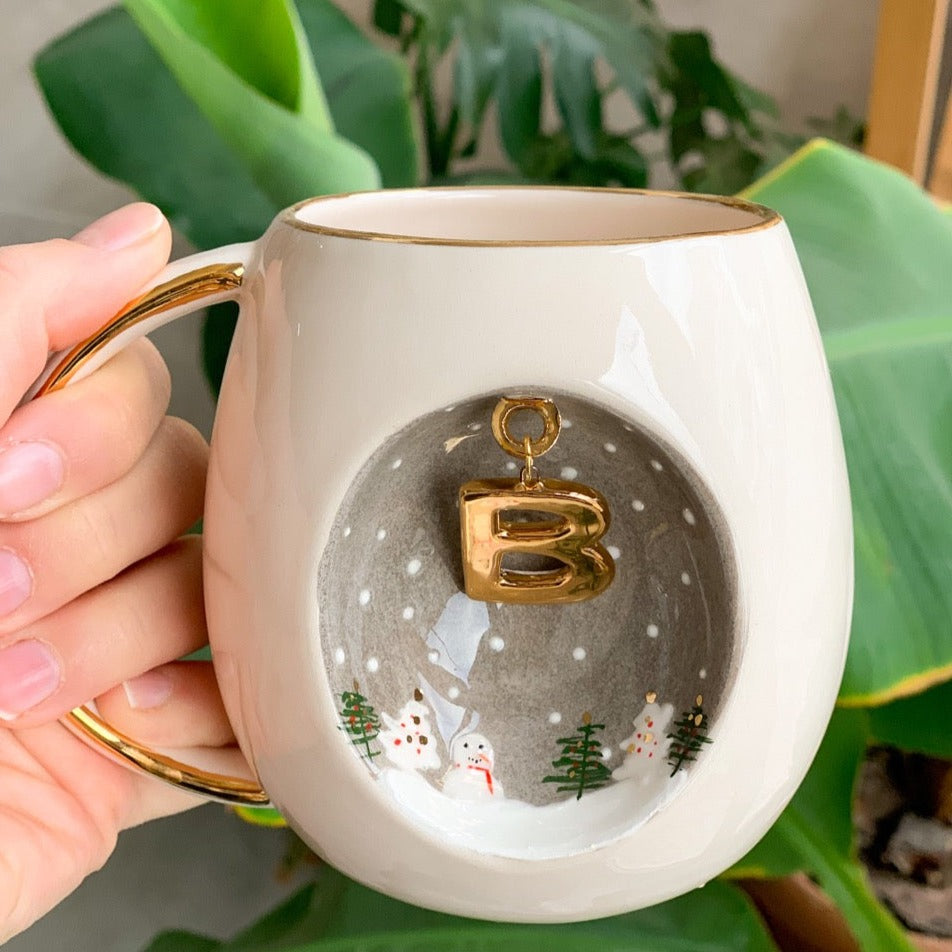 XL Winter Letter Mug - BSK Ceramics Handmade