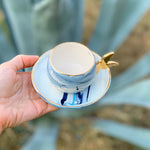 Fale Series Coffee Cup with Bird Handle Dark Blue
