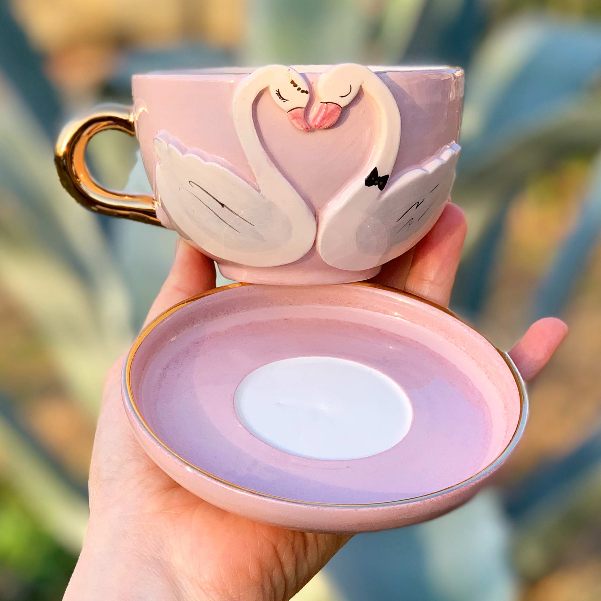 Twin Swans Tea Mug Pink